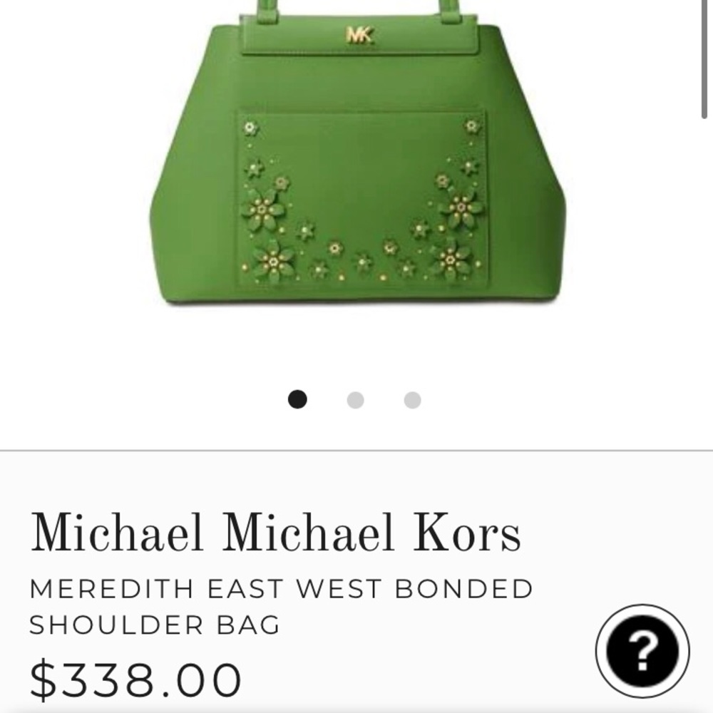 SOLD NWT$338 Authentic MICHAEL KORS Green Floral Handbag Purse Satchel - Picture 13 of 15